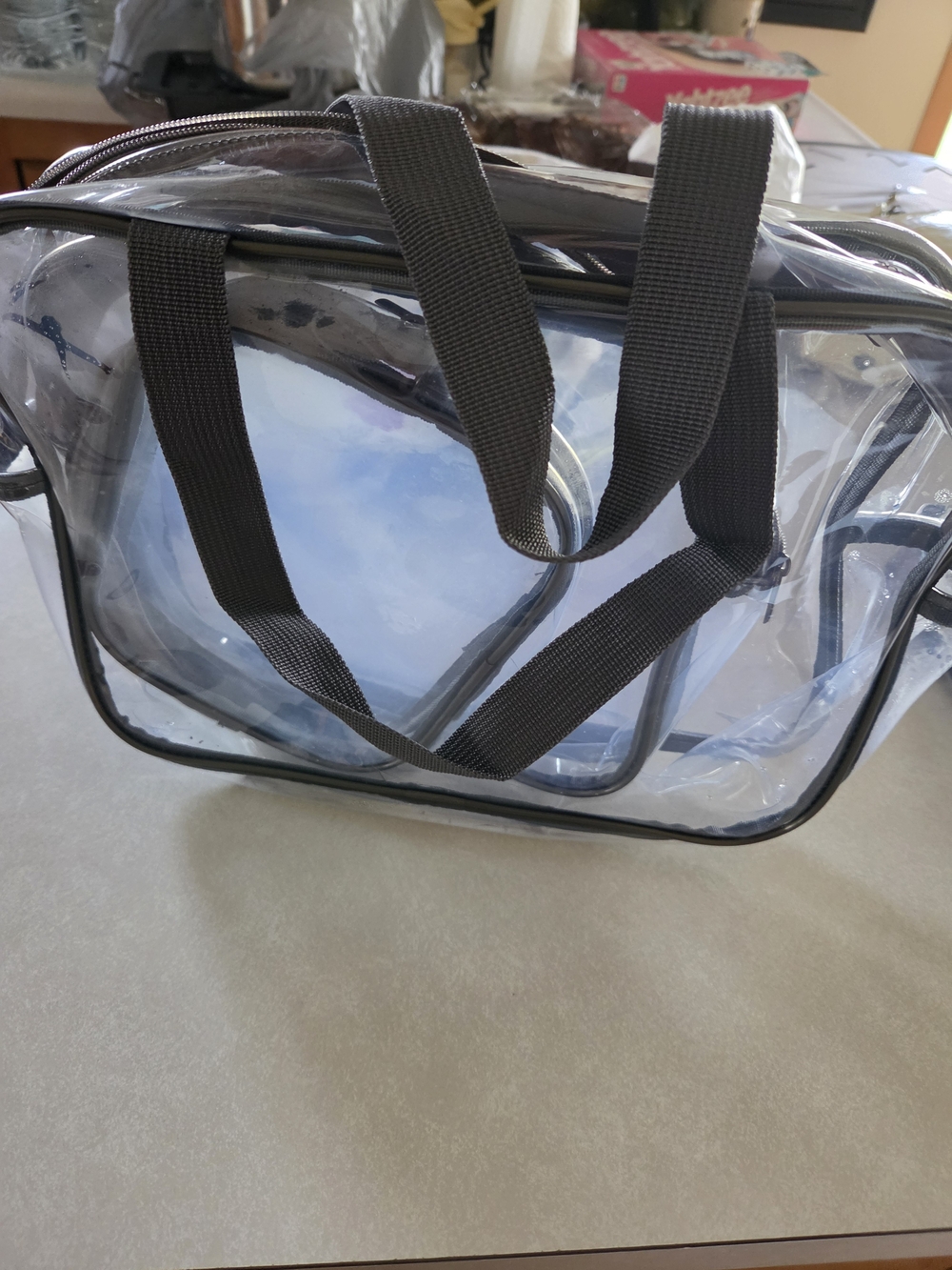 Clear Toiletry Bag with Black Trim and Handles
